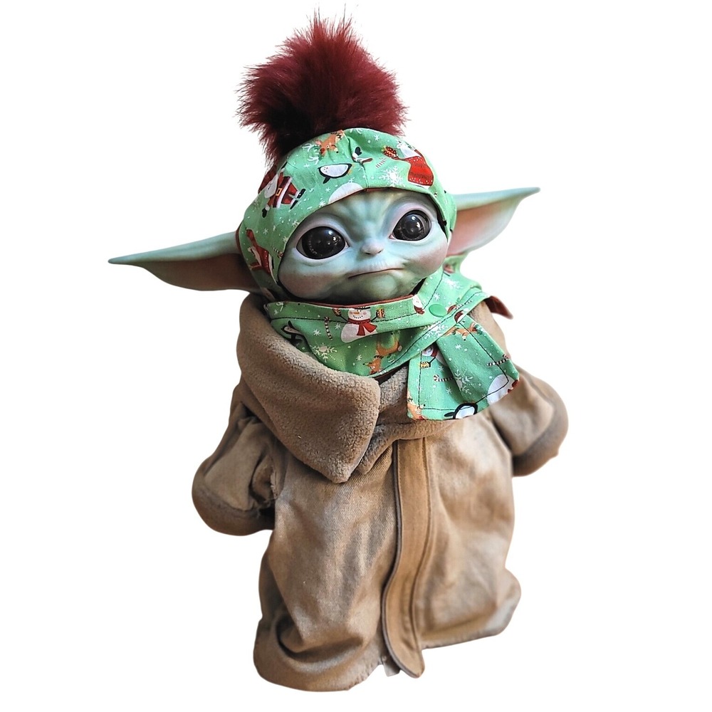 Christmas Hat & Scarf Set Fits 11" Child baby Grogu yoda Lifesize Sideshow Dolls